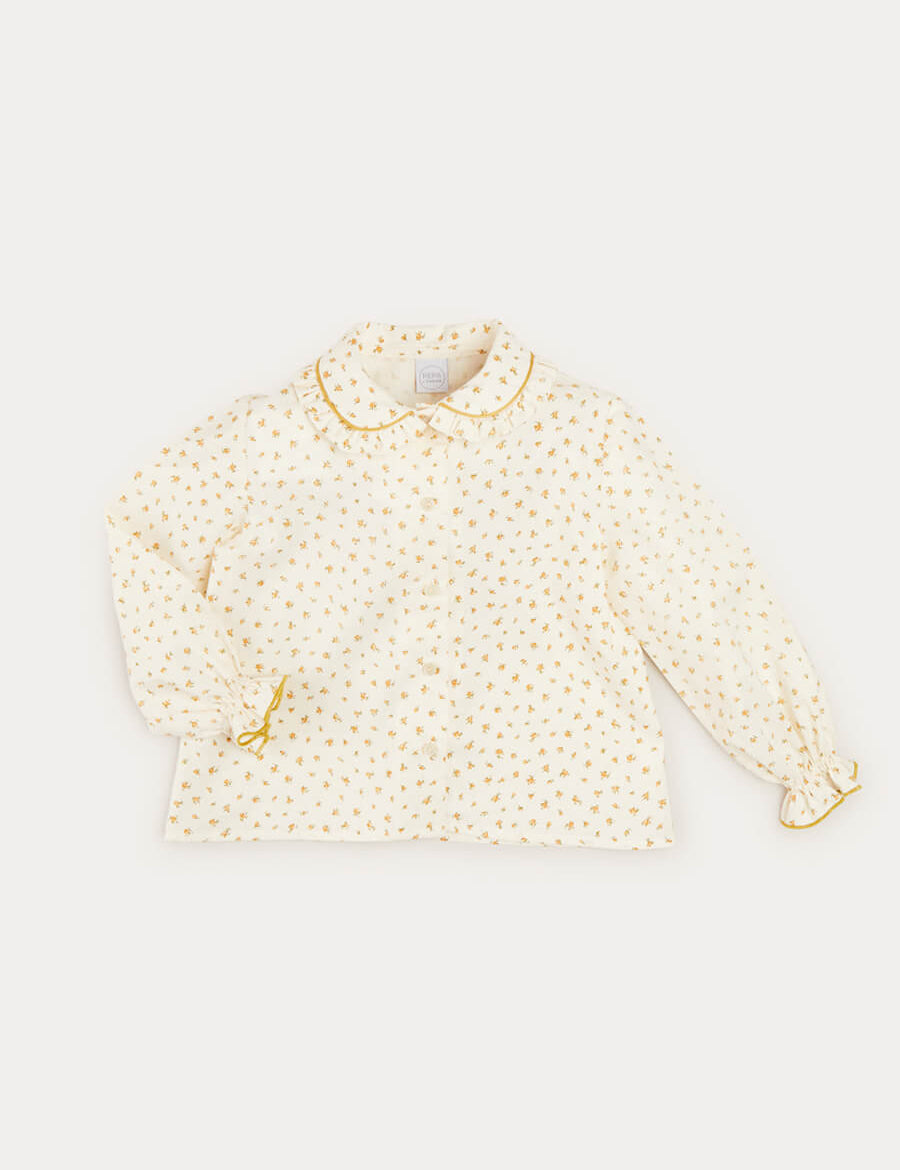 Ditsy Floral Long Sleeve Blouse In Mustard (12mths-10yrs) BLOUSES  from Pepa London