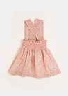 Emma Floral Print Smocked Detail Skirt with Braces in Red (12mths-6yrs) Skirts  from Pepa London