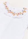Floral Embroidered Short Sleeve Bodysuit in Blue (3mths-2yrs) Tops & Bodysuits  from Pepa London