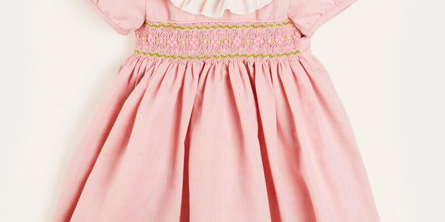 Bib Collar Short Sleeve Dress in Pink (12mths-10yrs) Dresses  from Pepa London