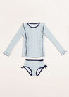Matilda Floral Print Ruffle Trim Long Sleeve Swim Set in Blue (12mths-6yrs) Swimwear  from Pepa London