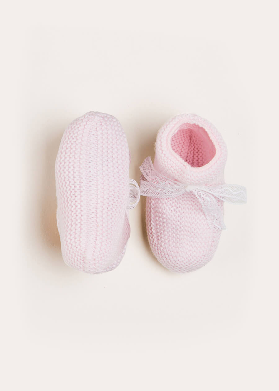 Lace Detail Knitted Booties in Pink Shoes  from Pepa London