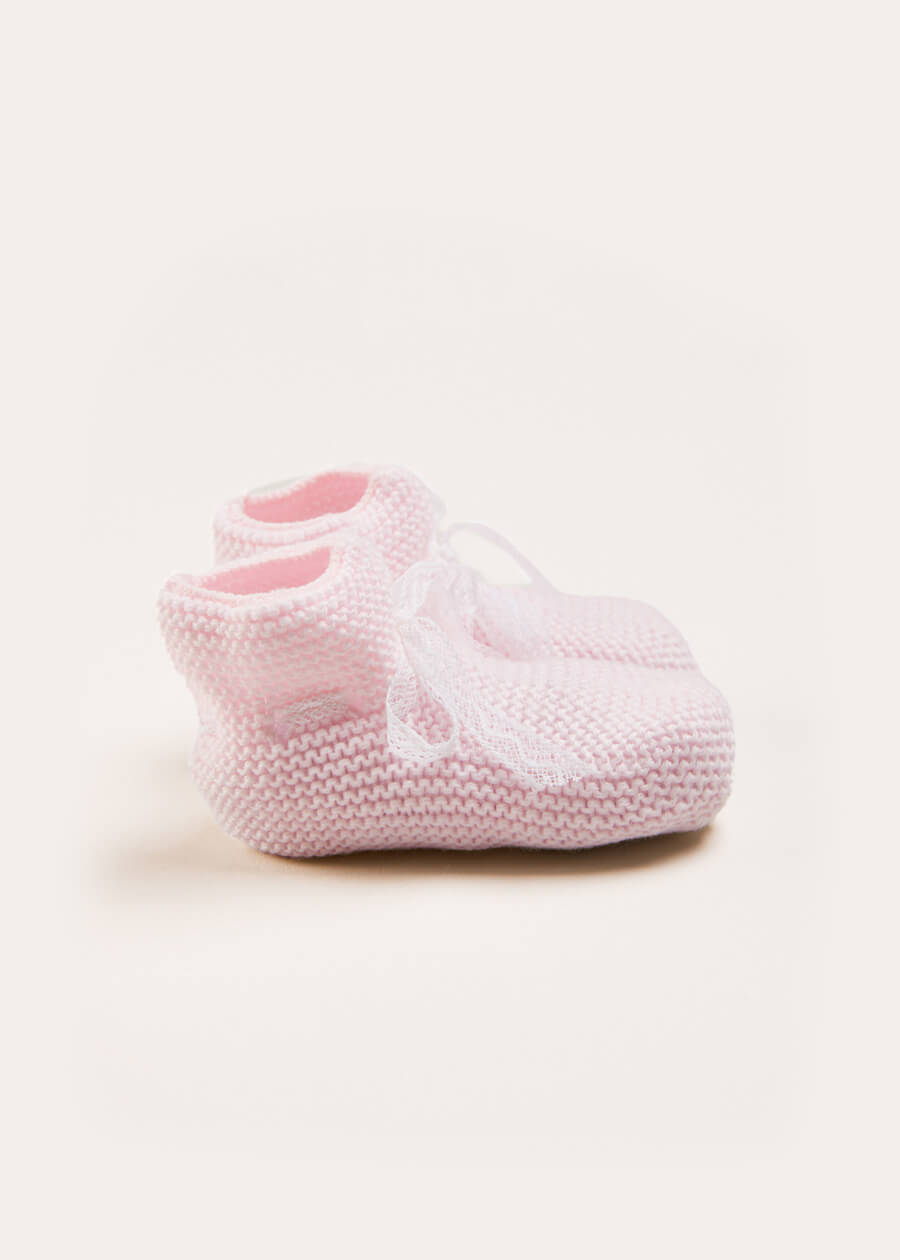 Lace Detail Knitted Booties in Pink Shoes  from Pepa London