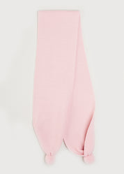 Merino Wool Pom Pom Scarf In Pink KNITTED ACCESSORIES  from Pepa London