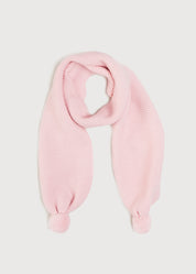 Merino Wool Pom Pom Scarf In Pink KNITTED ACCESSORIES  from Pepa London