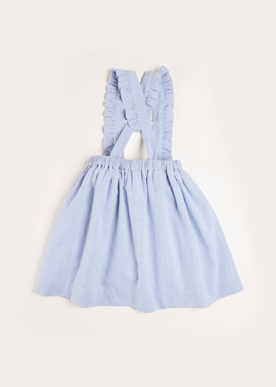 Nautical Striped Boat Embroidered Skirt with Braces in Blue (18mths-4yrs) Skirts  from Pepa London