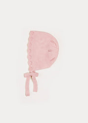 Openwork Knitted Bonnet in Pink (S-L) Knitted Accessories  from Pepa London