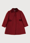 Single Breasted Scallop Detail Coat In Burgundy (12mths-10yrs) COATS  from Pepa London