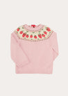 Strawberry Intarsia Jumper in Pink (6mths-4yrs) Knitwear  from Pepa London