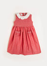 Tulip Collar Smocked Detail Sleeveless Dress in Red (12mths-10yrs) Dresses  from Pepa London