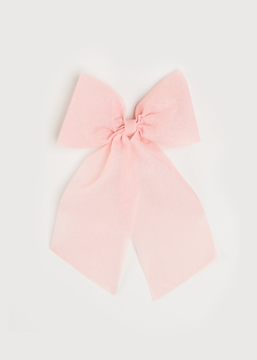 Tulle Long Bow Clip In Rose Pink HAIR ACCESSORIES  from Pepa London