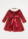 Velvet Lace Collar Long Sleeve Party Dress In Burgundy (2-10yrs) DRESSES  from Pepa London