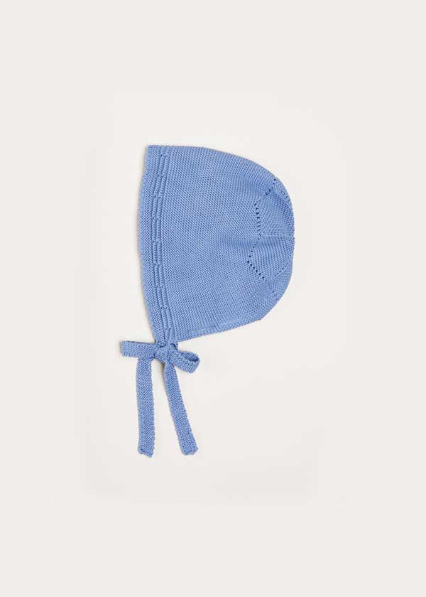 Openwork Knitted Bonnet in Blue (S-L) Knitted Accessories  from Pepa London