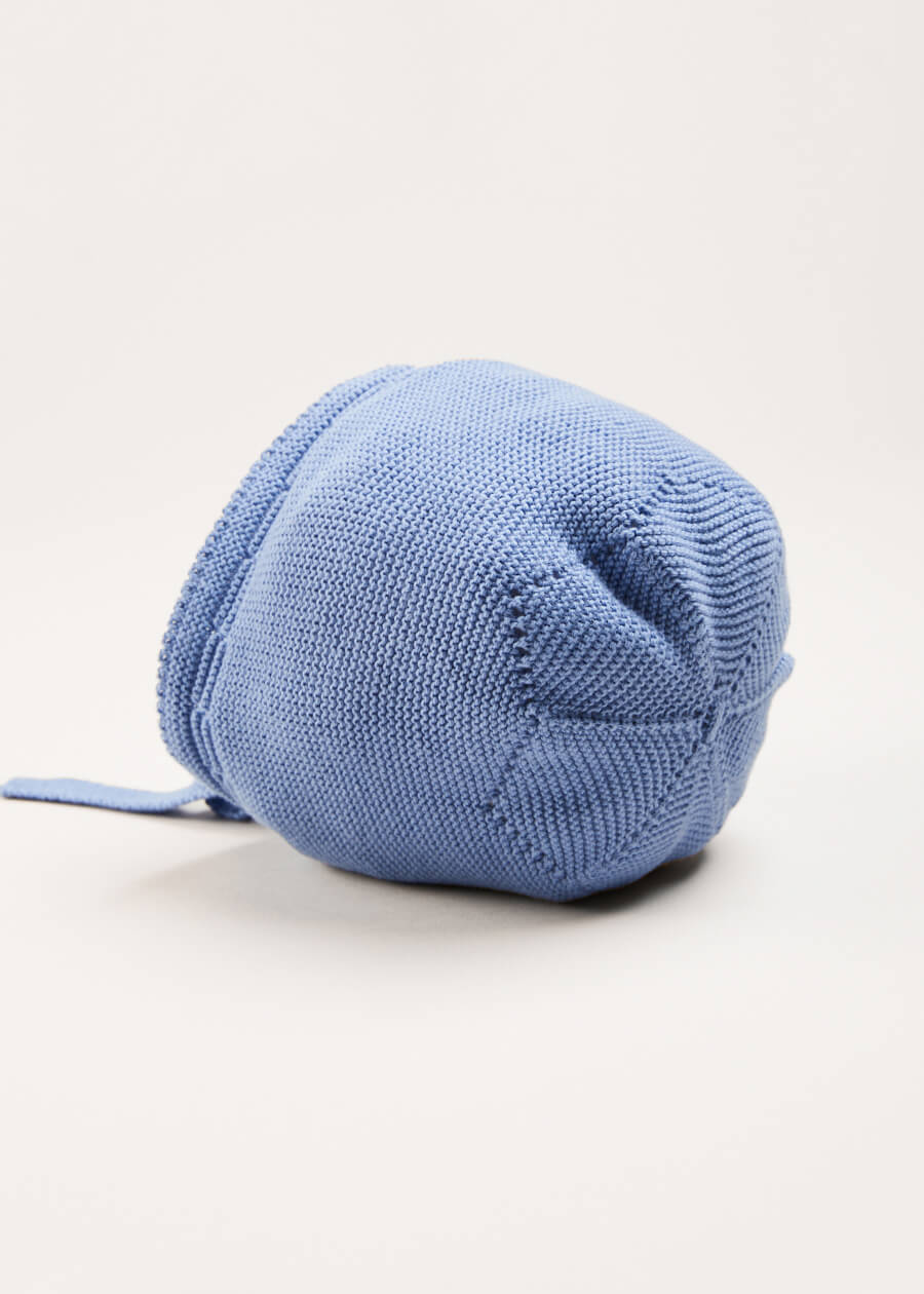 Openwork Knitted Bonnet in Blue (S-L) Knitted Accessories  from Pepa London