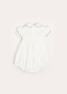 Scallop Collar Handsmocked Short Sleeve Romper in White (6mths-2yrs) Rompers  from Pepa London