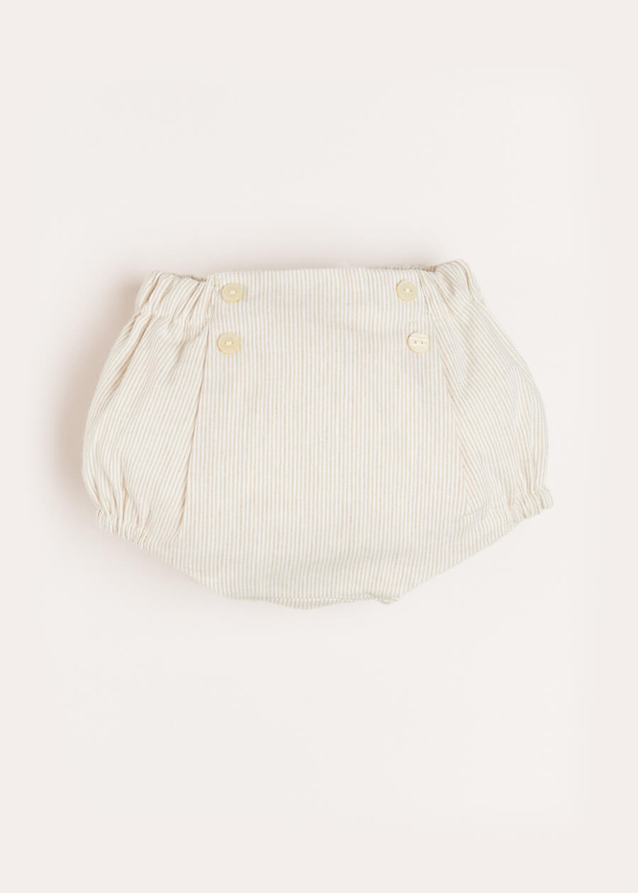 Striped Button Detail Bloomers in Beige (3mths-3yrs) Bloomers from Pepa London