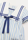 Striped Mariner Collar Short Sleeve Romper in Blue And White (6mths-2yrs) Rompers  from Pepa London