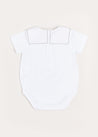 Train Embroidery Statement Collar Short Sleeve Bodysuit in Green (3mths-2yrs) Tops & Bodysuits  from Pepa London