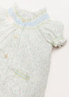 Lilibeth Floral Print Smocked Detail Short Sleeve All-in-one Nightwear in Blue (12mths-2yrs) Nightwear  from Pepa London