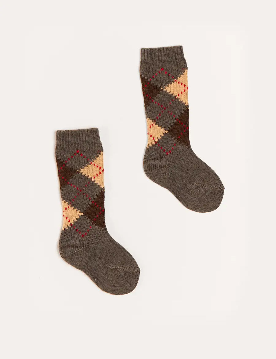 Argyle Knee Socks in Brown (2-10yrs) Socks  from Pepa London