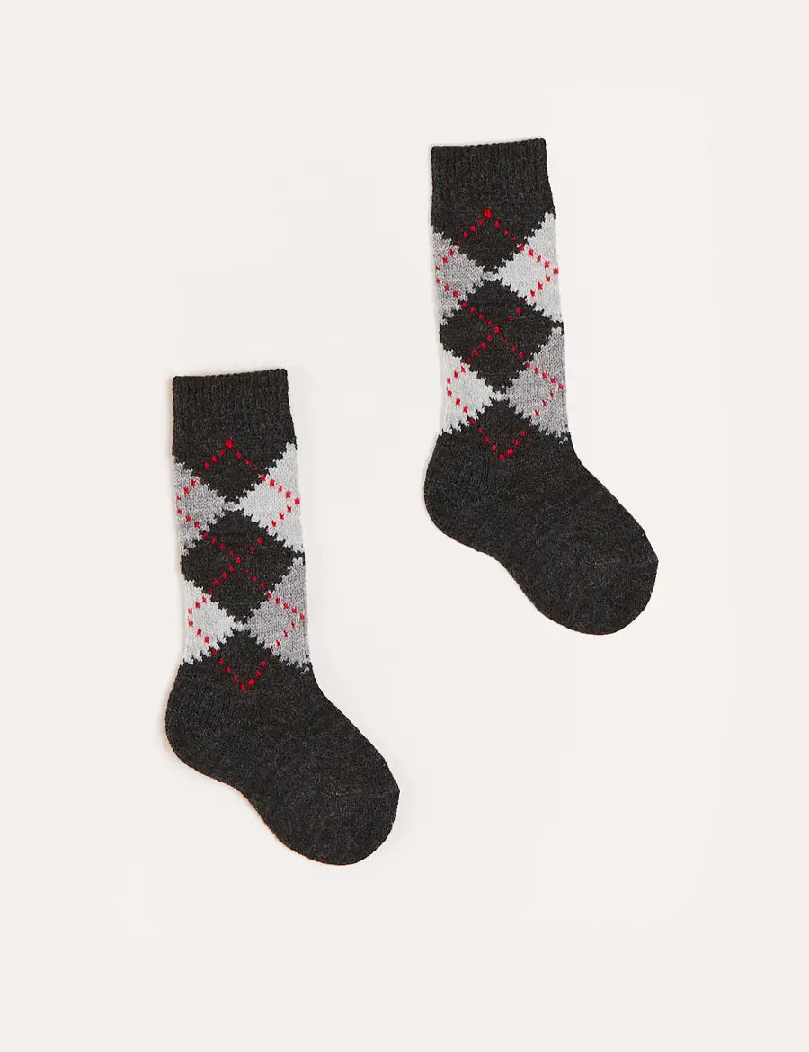 Argyle Knee Socks in Grey (2-10yrs) Socks  from Pepa London