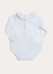 Frill Collar Long Sleeve Bodysuit in White (0mths-3yrs)