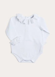 Frill Collar Long Sleeve Bodysuit in White (0mths-3yrs)