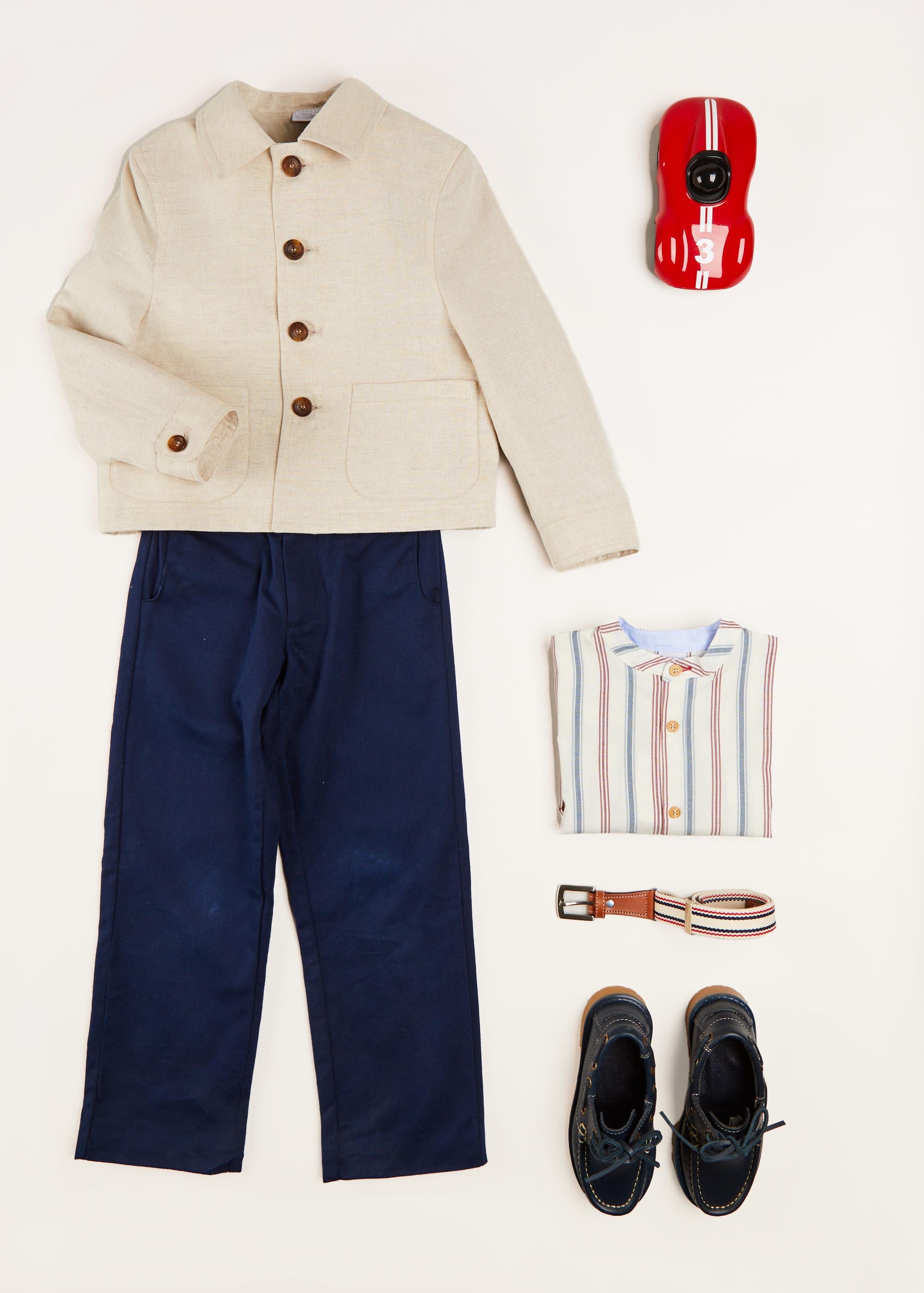Polo Collar Button Down Jacket in Beige (4-10yrs) Coats  from Pepa London