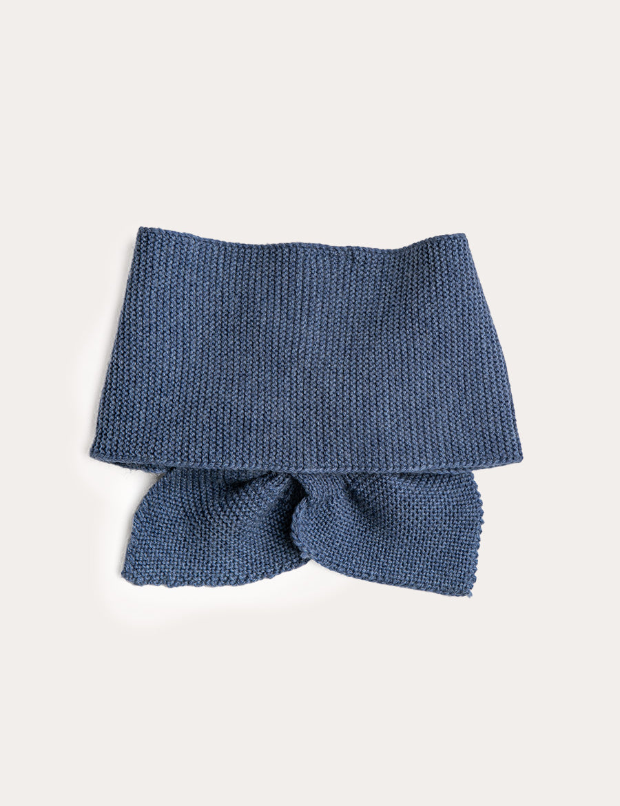 Knitted Merino Wool Winter Scarf in Blue (S-M) Knitted Accessories from Pepa London