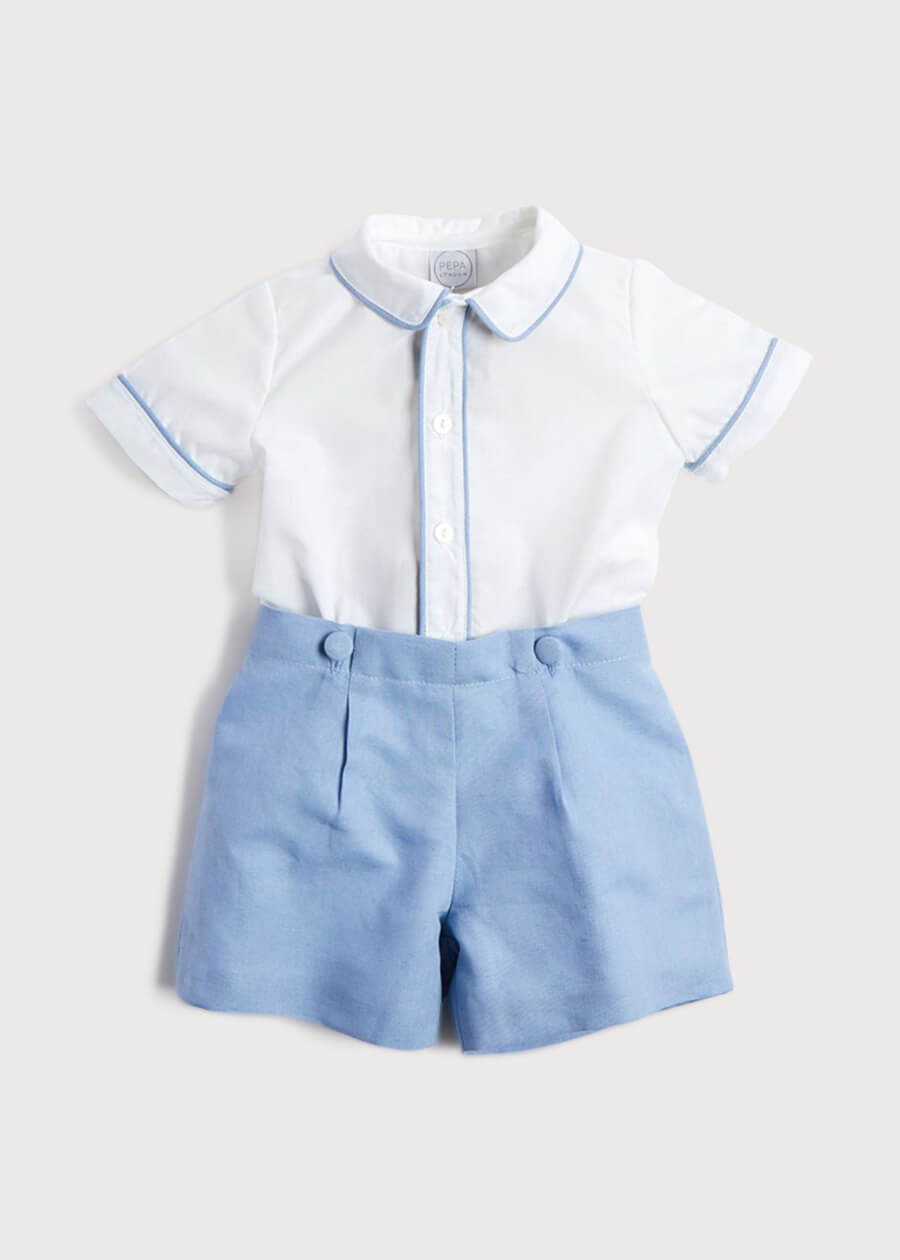 Contrast Trim Set in Light Blue (12mths-3yrs) Sets  from Pepa London