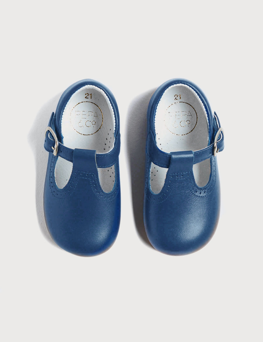 T-Bar Baby Shoes in Blue (20-26EU) Shoes from Pepa London