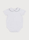 Embroidered Peter Pan Collar Short Sleeve Bodysuit in White (3mths-2yrs) Tops & Bodysuits  from Pepa London