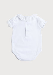 Piculina Trim Cotton Bodysuit in White (1mths-3yrs) Tops & Bodysuits from Pepa London