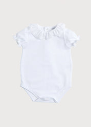 Piculina Trim Cotton Bodysuit in White (1mths-3yrs) Tops & Bodysuits from Pepa London
