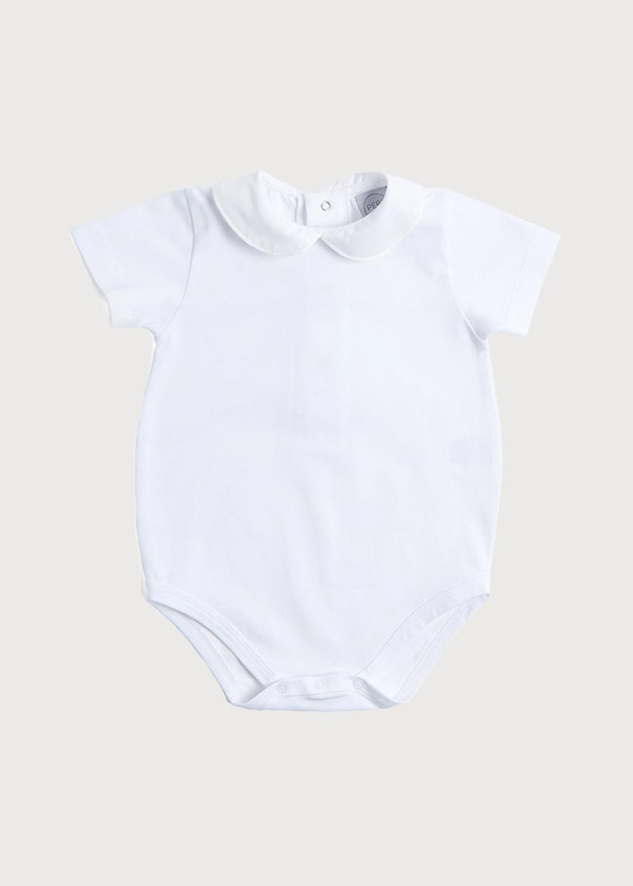 Peter Pan Collar Bodysuit in White (0mths-2yrs) Tops & Bodysuits  from Pepa London