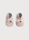 Suede Organza Fastening Pram Shoes in Dusty Pink (17-20EU) Shoes  from Pepa London