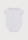 Floral Embroidered Scallop Collar Short Sleeve Bodysuit in Pink (0mths-2yrs) Tops & Bodysuits  from Pepa London