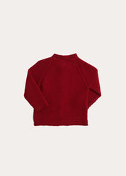 Contrast Trim 3 Button Cardigan in Red (3-18mths) Knitwear from Pepa London