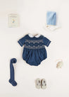 The French Blue Hand Smocked Romper Baby Boy Look Look  from Pepa London