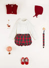 Belgravia Tartan Long Sleeve Two Piece Set in Red (6mths-3yrs) Two Piece Set  from Pepa London