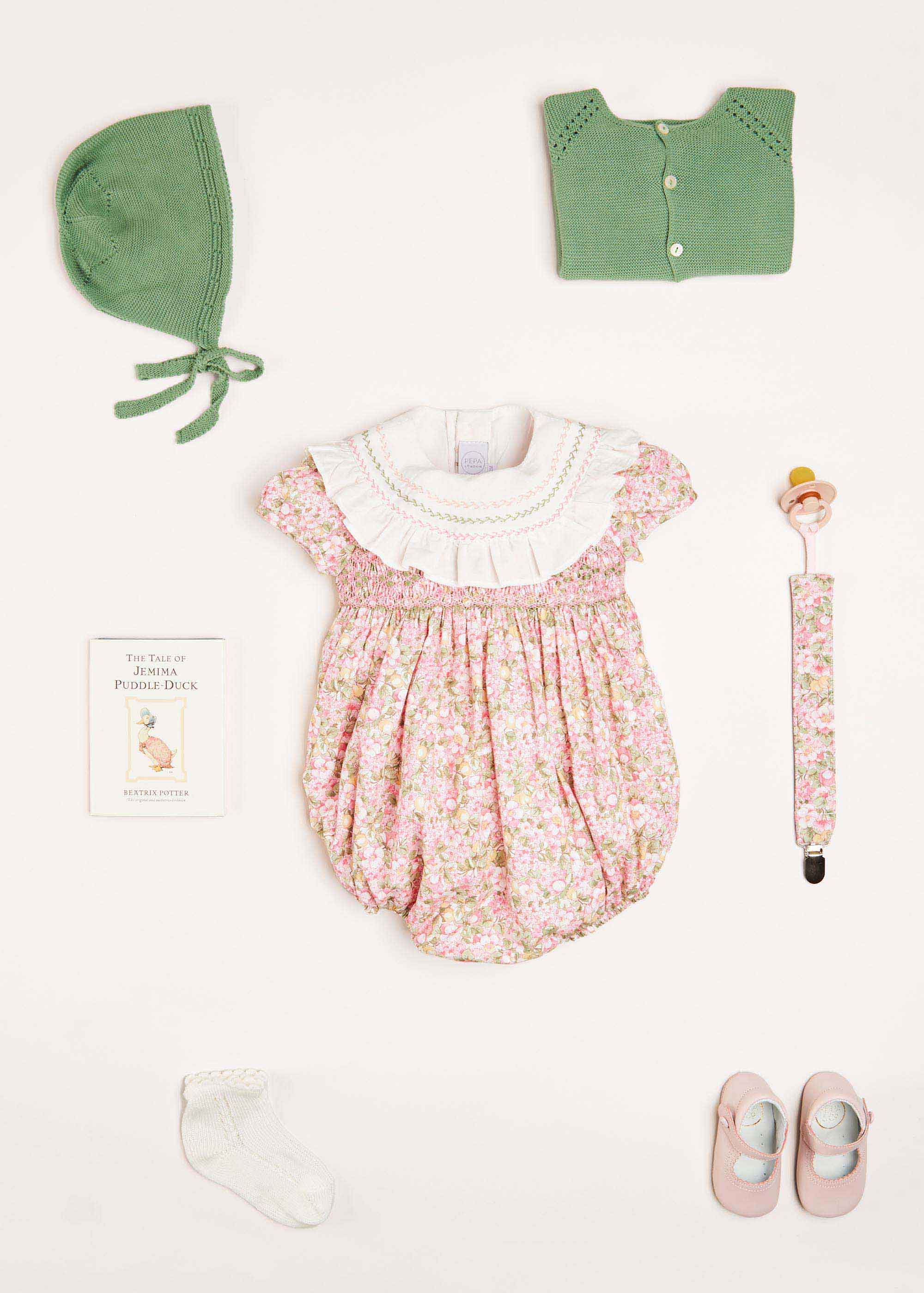 Eloise Floral Print Clip Dummy in Pink Accessories  from Pepa London