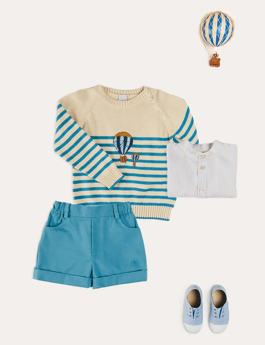 The Balloon Striped Jumper Toddler Boy Look Look from Pepa London