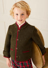 Austrian Single Breasted Contrast Trim Jacket in Green (18mths-10yrs) Coats  from Pepa London