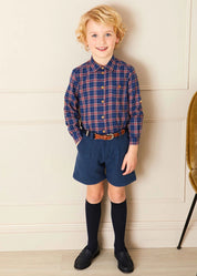 Wool Plain Shorts With Turn Ups In Blue (18mths-4yrs) SHORTS from Pepa London