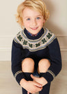 Classic Fair Isle Jumper in Navy (18mths-10yrs) Knitwear  from Pepa London