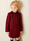 Traditional Double Breasted Coat in Burgundy (12mths-10yrs) Coats  from Pepa London