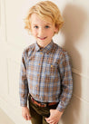 Winchester Check Polo Collar Long Sleeve Shirt in Caramel (3-10yrs) Shirts  from Pepa London