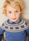 Classic Fair Isle Jumper in Blue (18mths-10yrs) Knitwear  from Pepa London