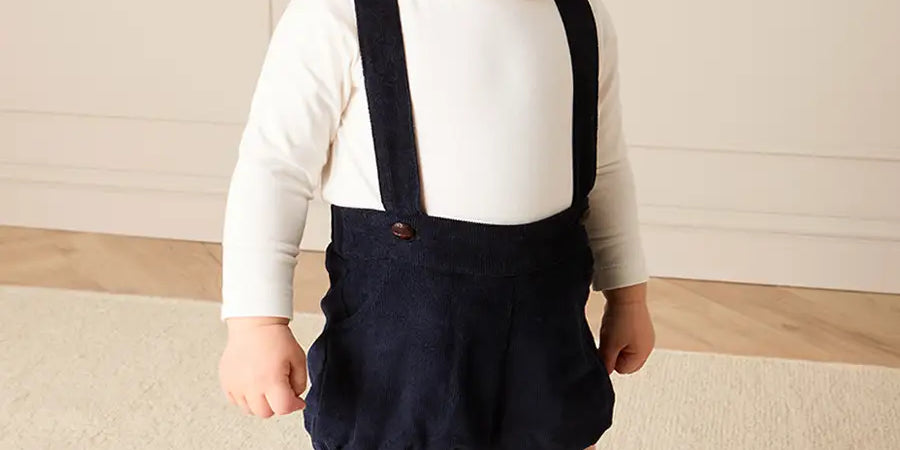 Plain Corduroy Bloomers With Braces in Navy (12mths-4yrs) Bloomers from Pepa London