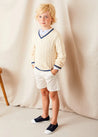 Brompton Striped Shorts in Beige (4-10yrs) SHORTS from Pepa London